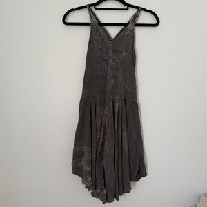 Tennis Brand Gray Mini Dress Size S 100% Rayon Acid Wash Button Front Colombia